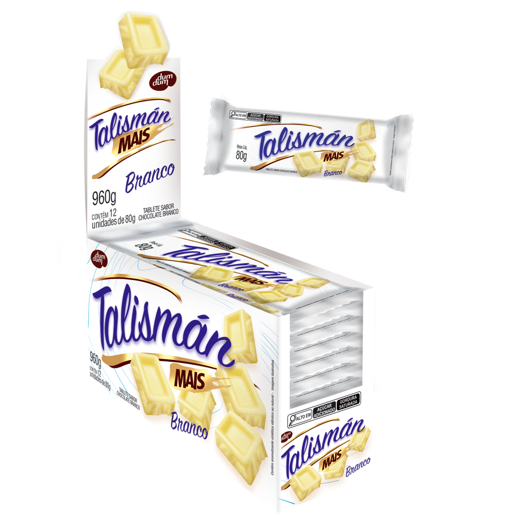 Talisman Display Talismán Mais Branco 80g - display - Dumdum Chocolates